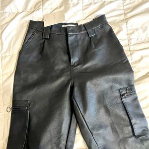 High Rise Faux Leather Cargo Jogger